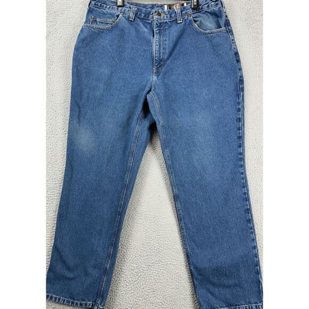 Carhartt Jeans Mens 40X32 Blue Relaxed Fit Straight Leg 5 Pocket Logo Denim Pant